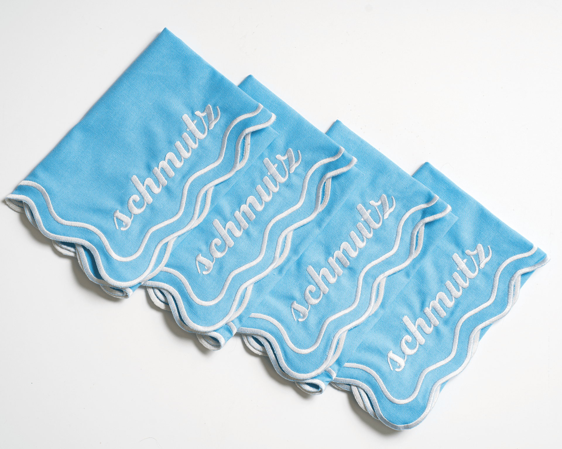 The Nosh Table Napkins Schmutz Dinner Napkins  - Set of 4 - (Light Blue, Dark Blue or White)