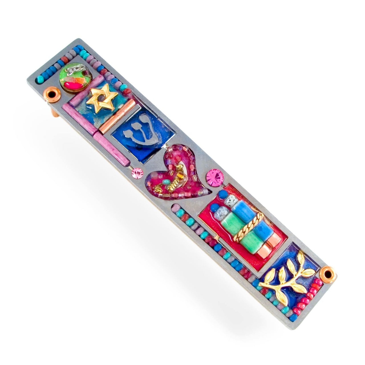 Seeka Mezuzahs Seeka Colorful Heart and Torah Mezuzah