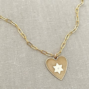 Miriam Merenfeld Jewelry Necklaces Heart Star of David Diamond Paperclip Necklace by Miriam Merenfeld - (Sterling Silver or Gold-Plated)