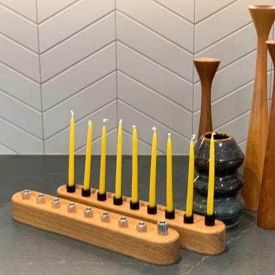 The Knotty Dane Menorahs White Oak / Silver Rounded Wooden Menorah - Choice of Wood